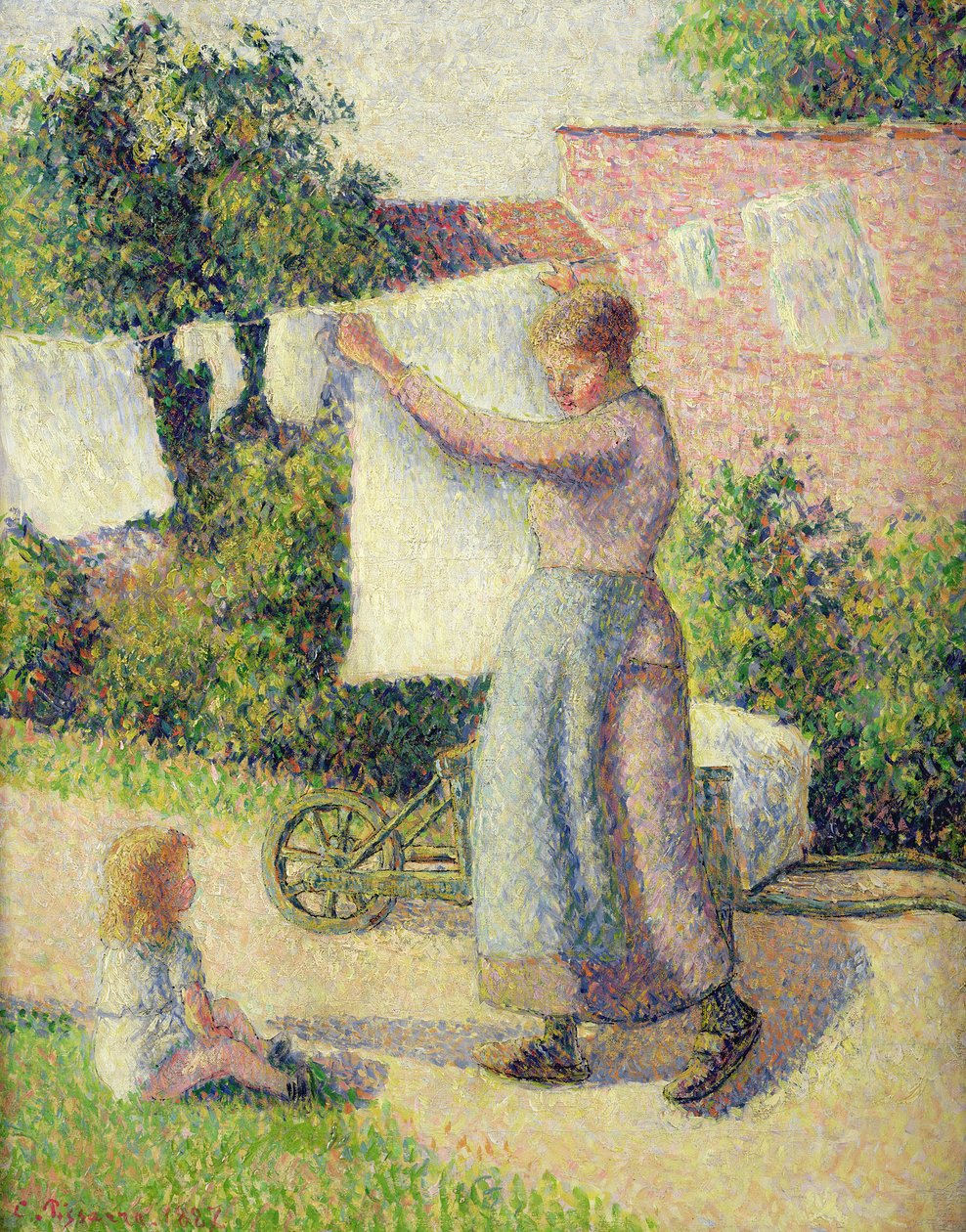 Donna che Stende il Bucato, 1887 da Camille Jacob Pissarro