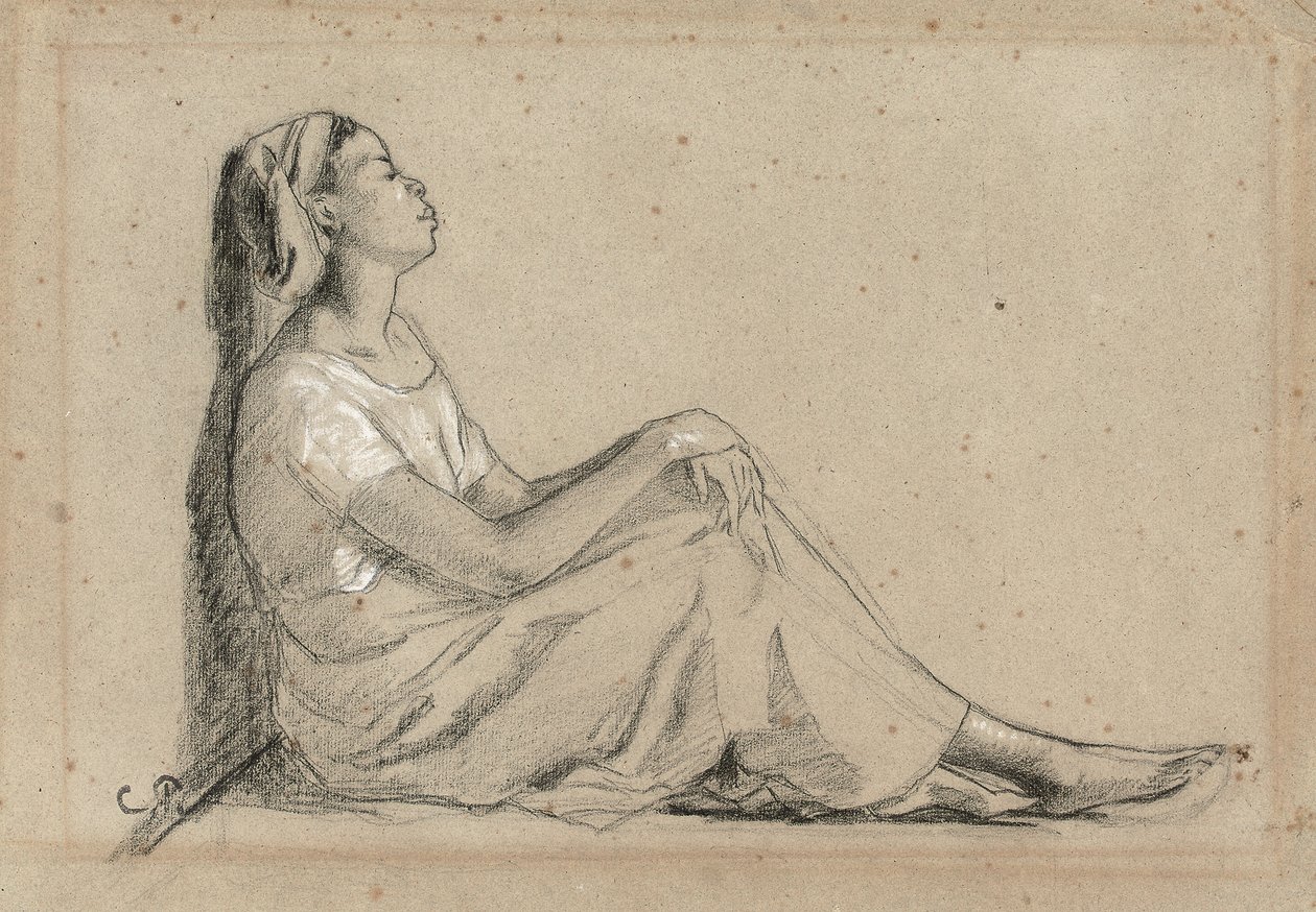 Giovane donna nera seduta da Camille Jacob Pissarro