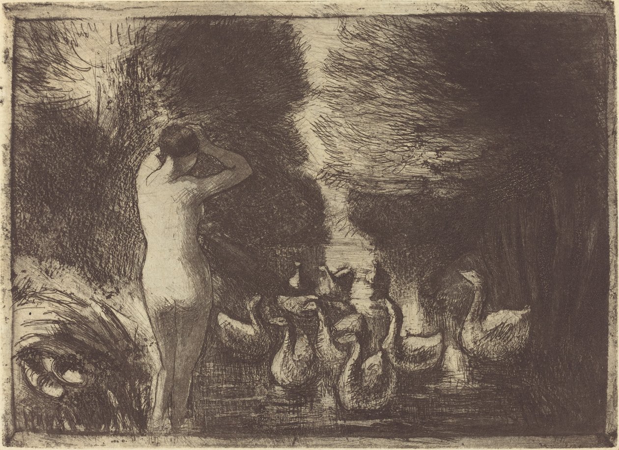 Bagnante con Oche da Camille Pissarro