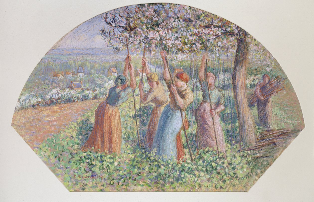 Progetto per un ventaglio: I piantatori di piselli, 1890 da Camille Pissarro