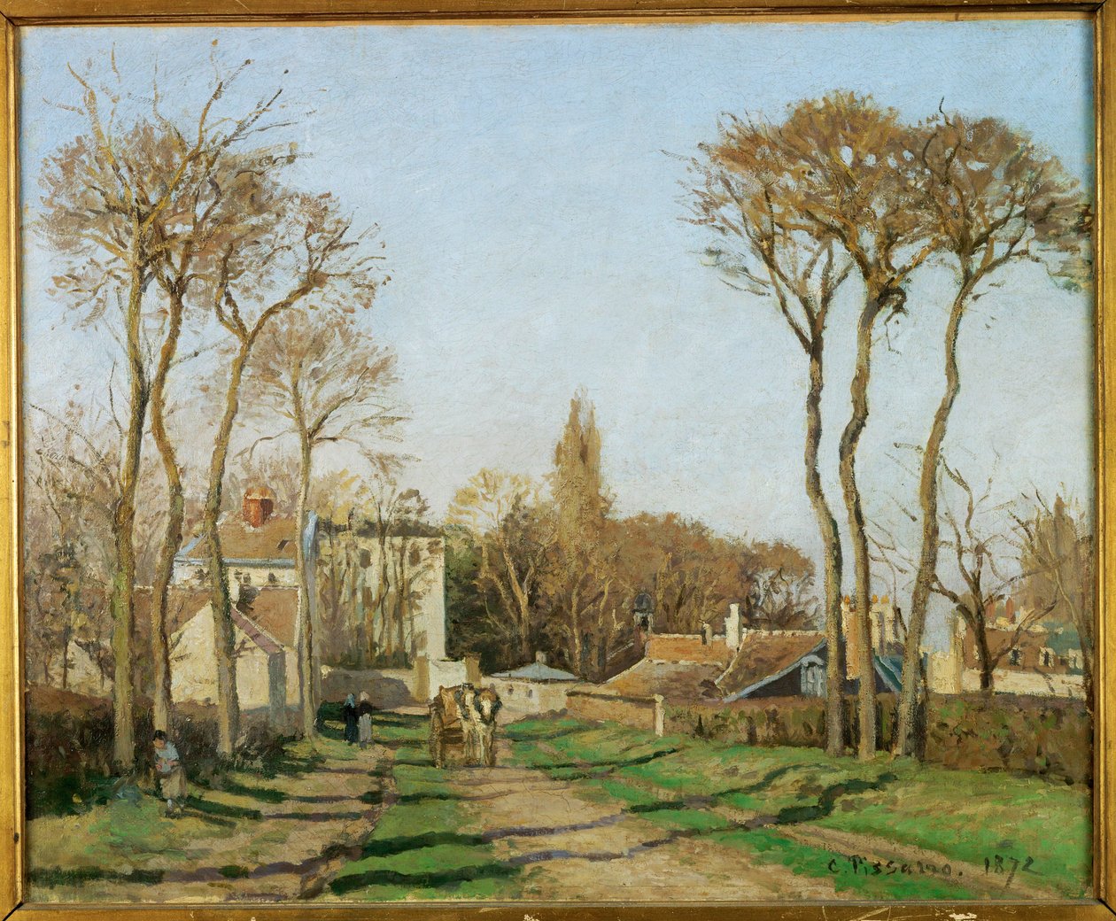 Ingresso del villaggio di Voisins, Yvelines (olio su tela) da Camille Pissarro