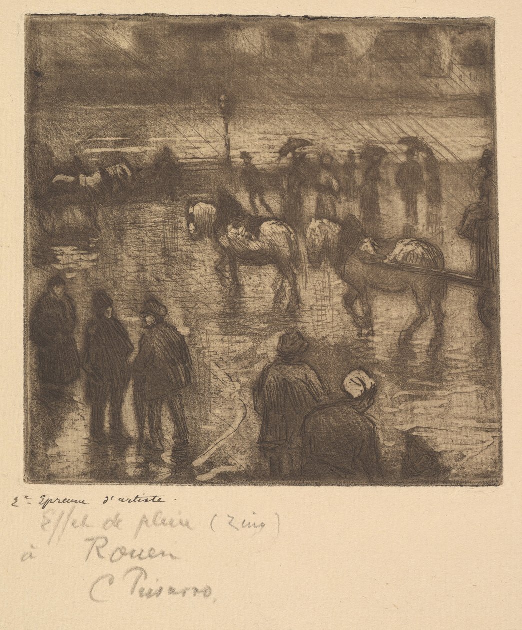 Impressioni di pioggia, Rouen, 1883 da Camille Jacob Pissarro