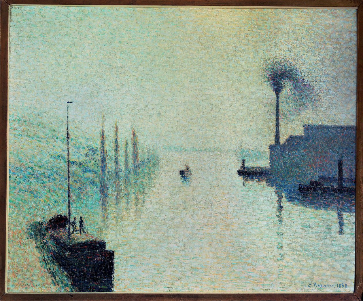 Isola Lacroix, Rouen, nebbia (olio su tela) da Camille Pissarro