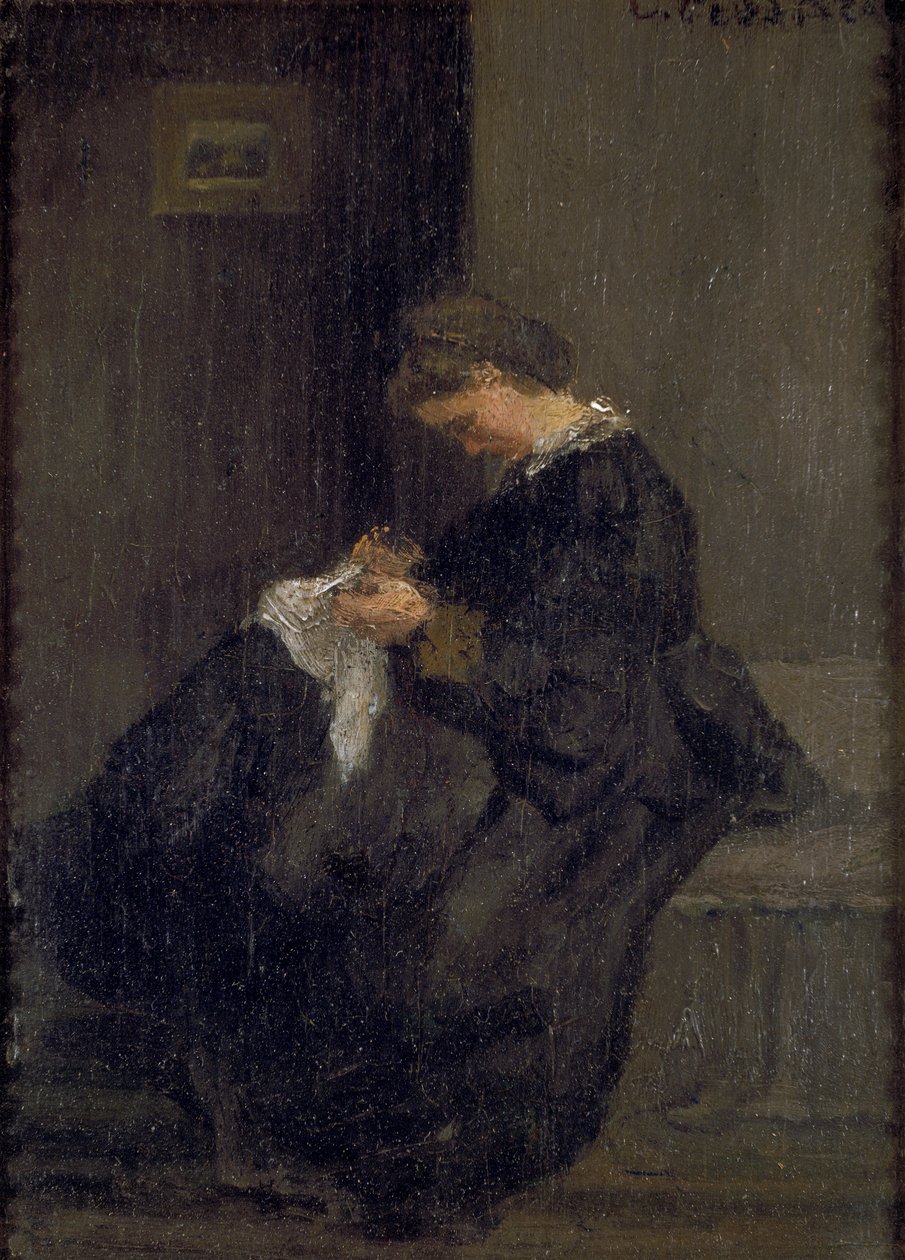 Mme Pissarro che cuce, c. 1860 da Camille Pissarro