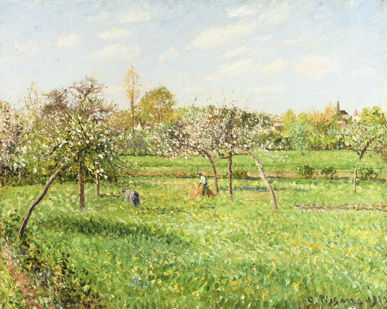 Mattina, primavera, tempo grigio, Eragny, 1900 da Camille Jacob Pissarro