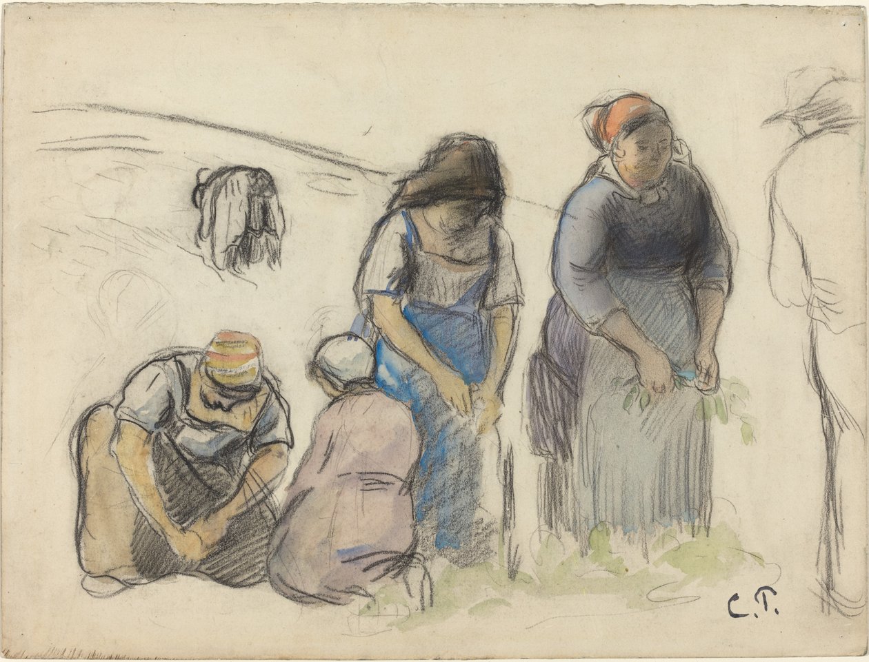 Raccoglitori di piselli da Camille Pissarro