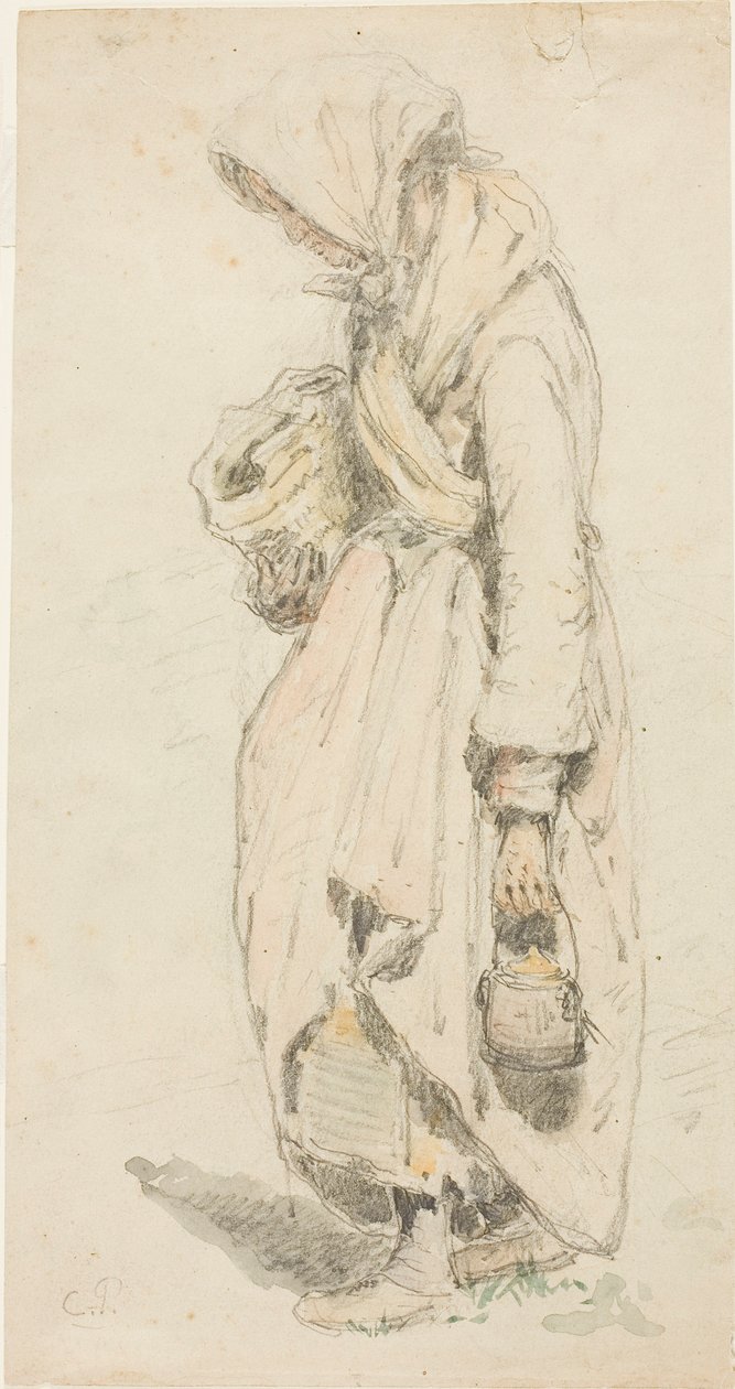 Contadina (recto); ragazzo con canna da pesca (verso) da Camille Pissarro