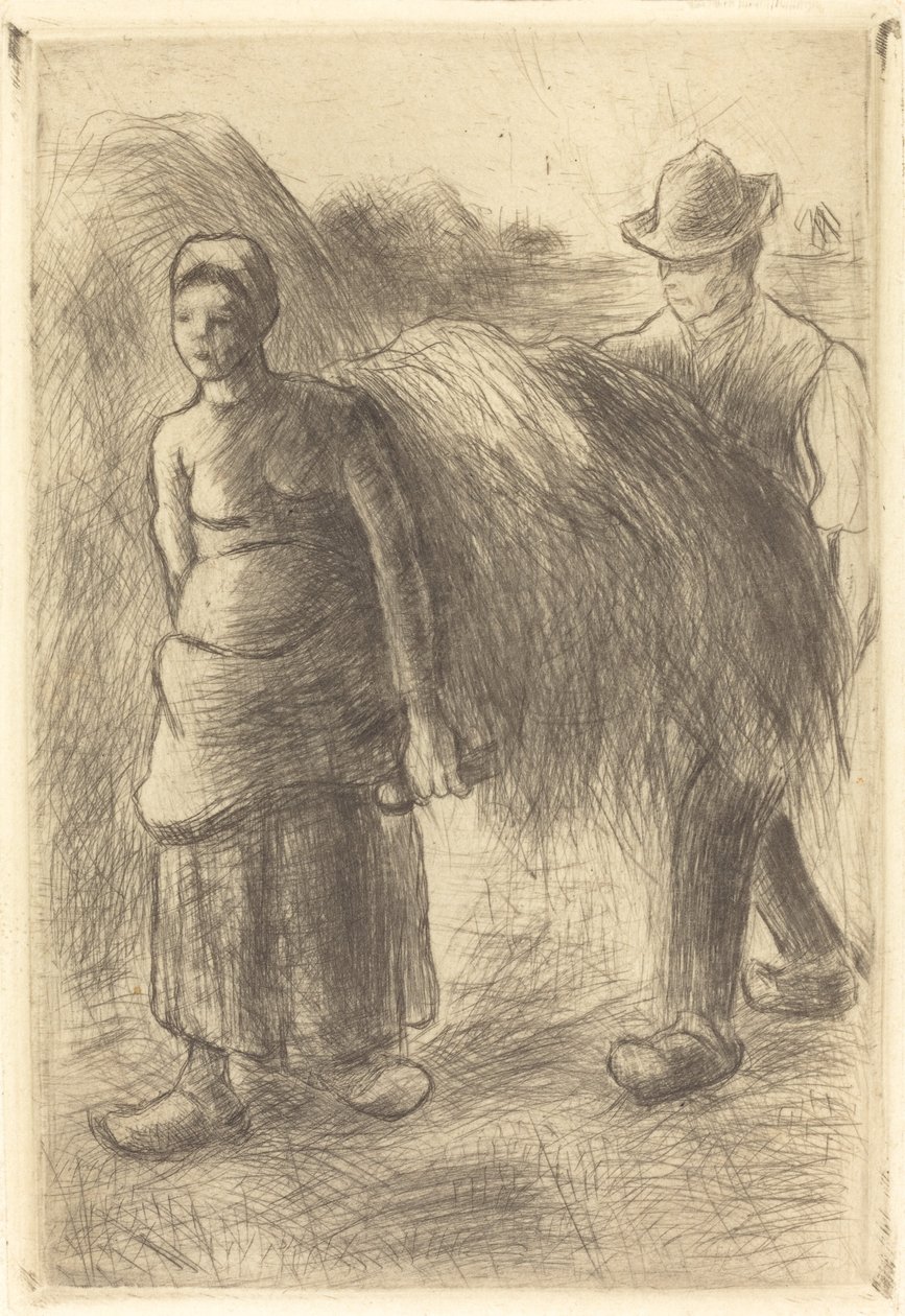 Contadini che trasportano fieno, 1900 da Camille Pissarro