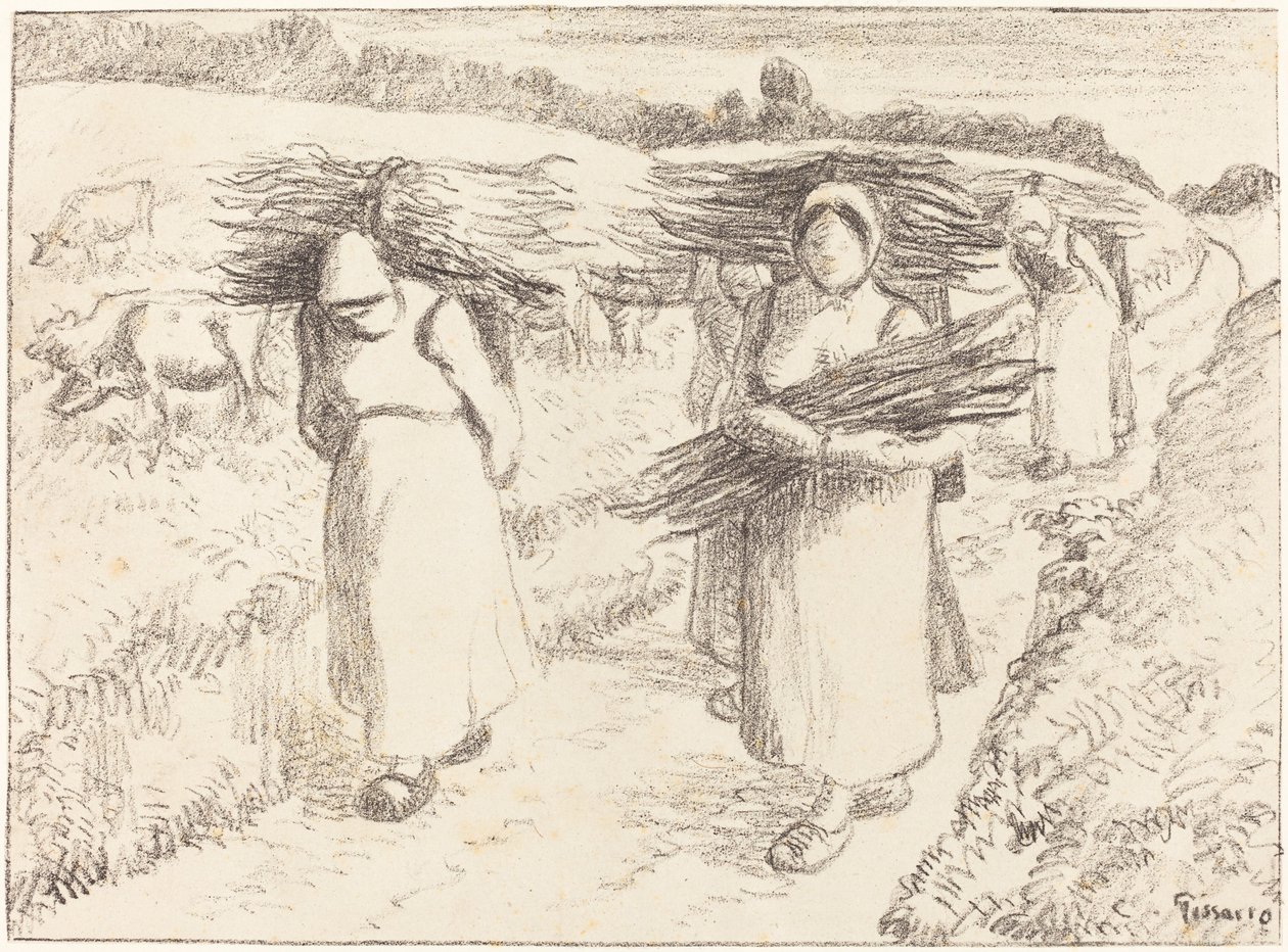 Contadine che portano fascine Paysannes portant des fagots, 1896 da Camille Pissarro