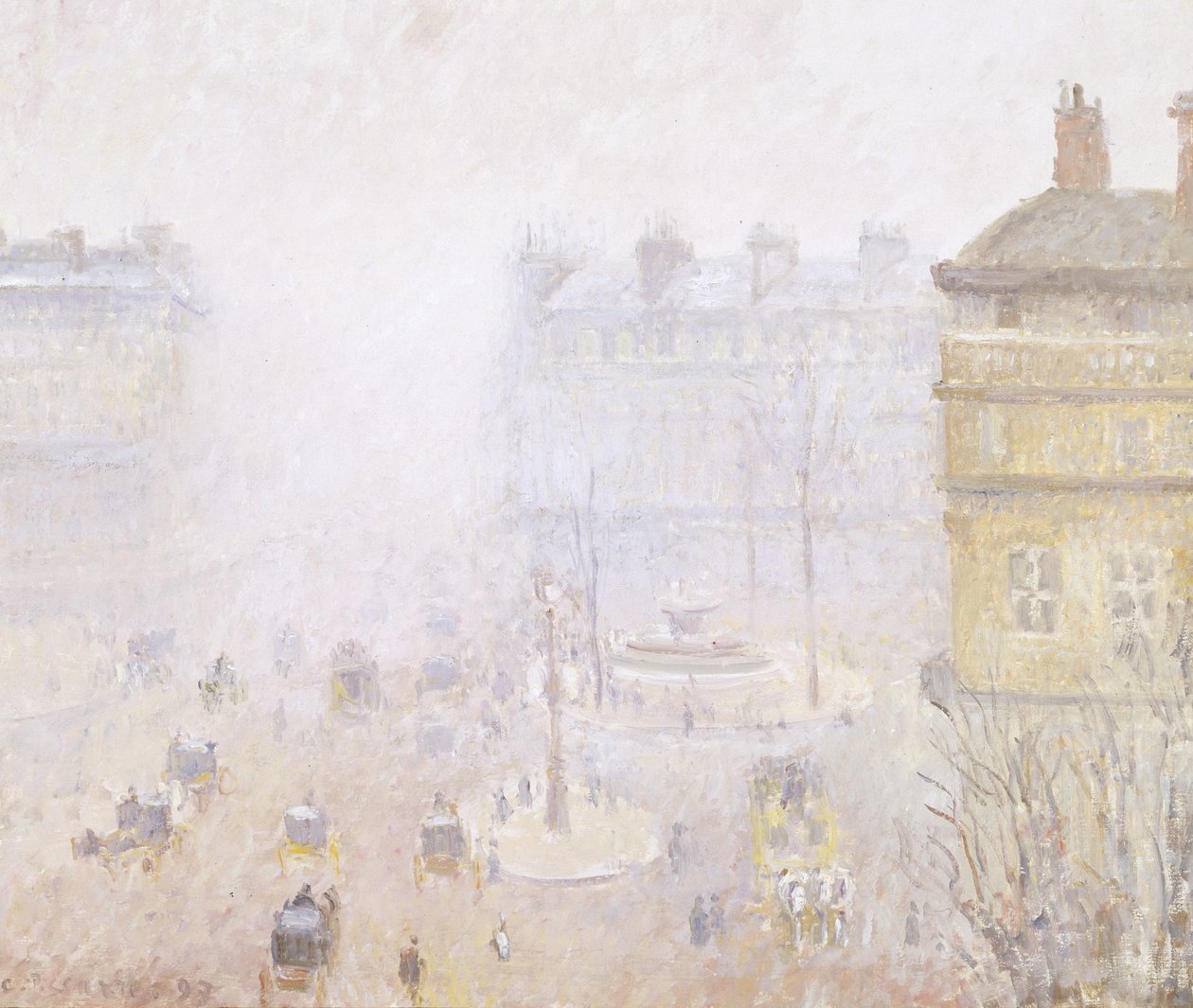Place du Theatre Francais: Effetto nebbia da Camille Jacob Pissarro