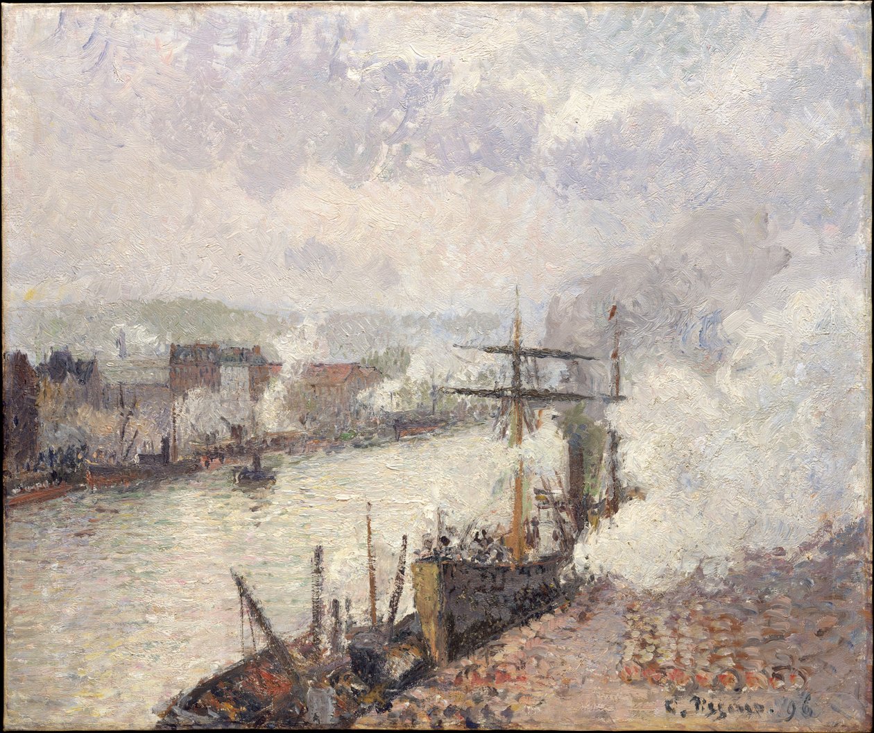 Battelli a vapore nel porto di Rouen da Camille Pissarro