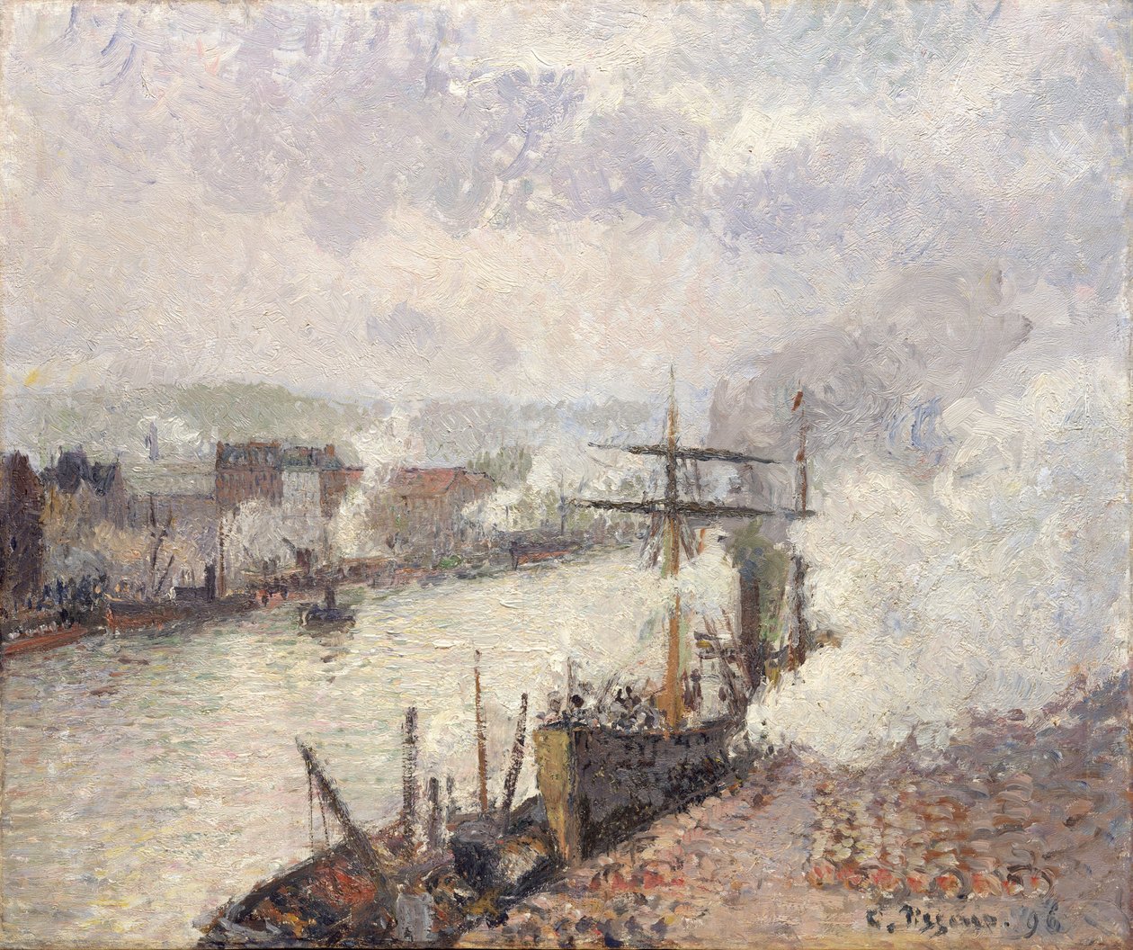 Battelli a vapore nel porto di Rouen, 1896 da Camille Jacob Pissarro