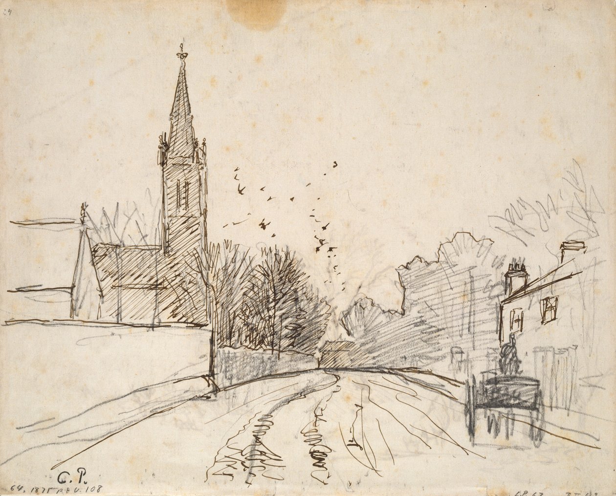 Studio di Upper Norwood, Londra, con la Chiesa di Tutti i Santi, 1871 da Camille Pissarro
