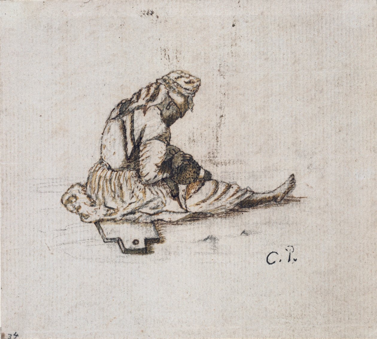 Studio di una figura femminile seduta che cuce, 1852 da Camille Pissarro