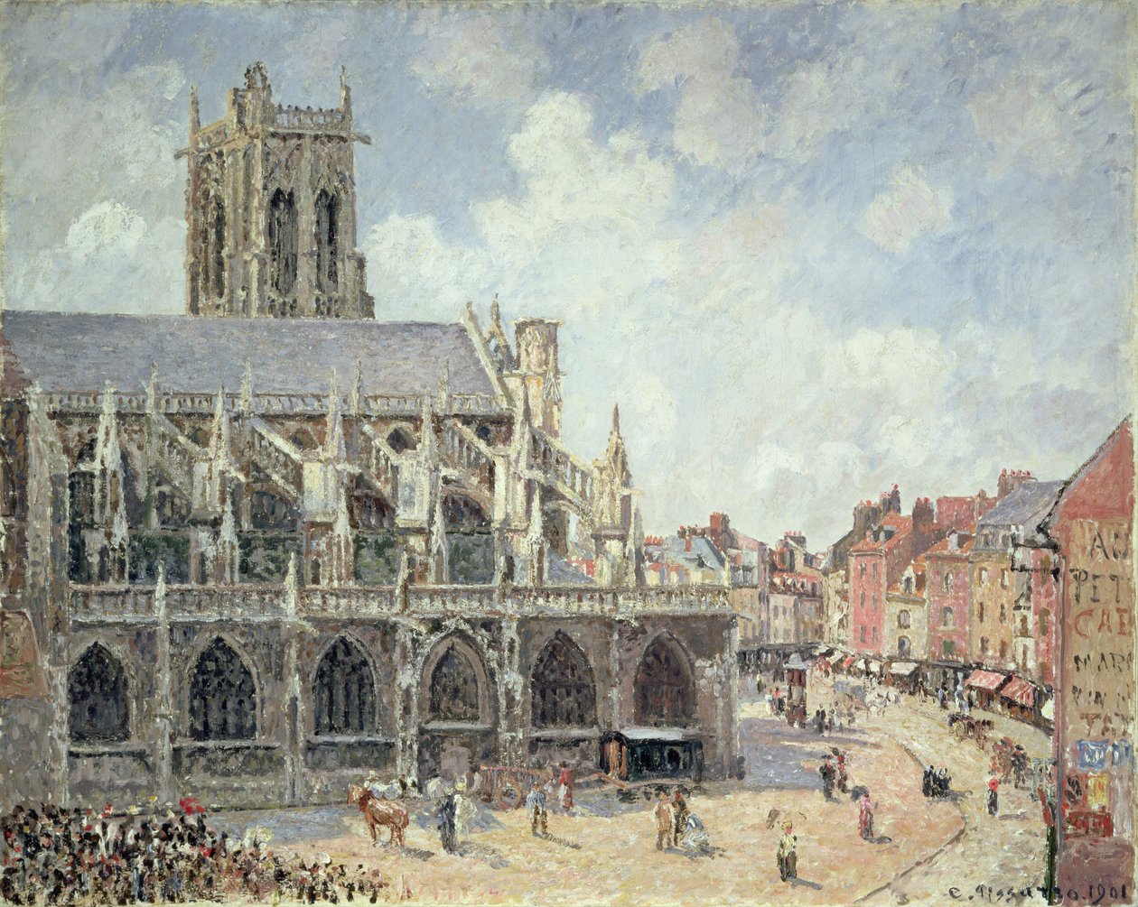 La chiesa di San Giacomo a Dieppe, sole del mattino da Camille Jacob Pissarro