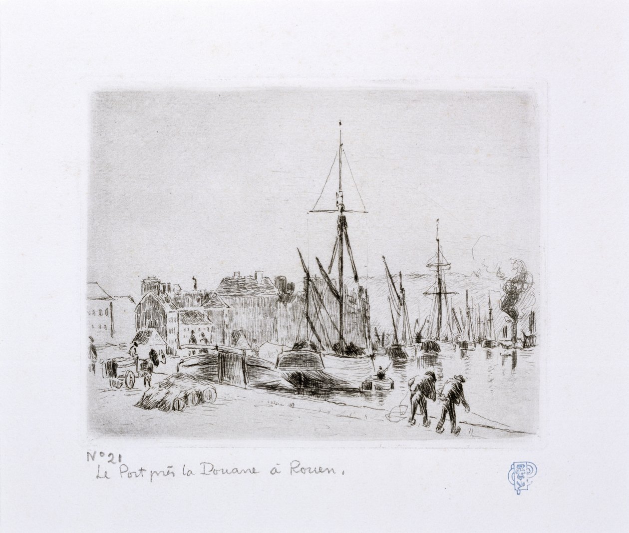 Il porto vicino alla dogana a Rouen da Camille Jacob Pissarro