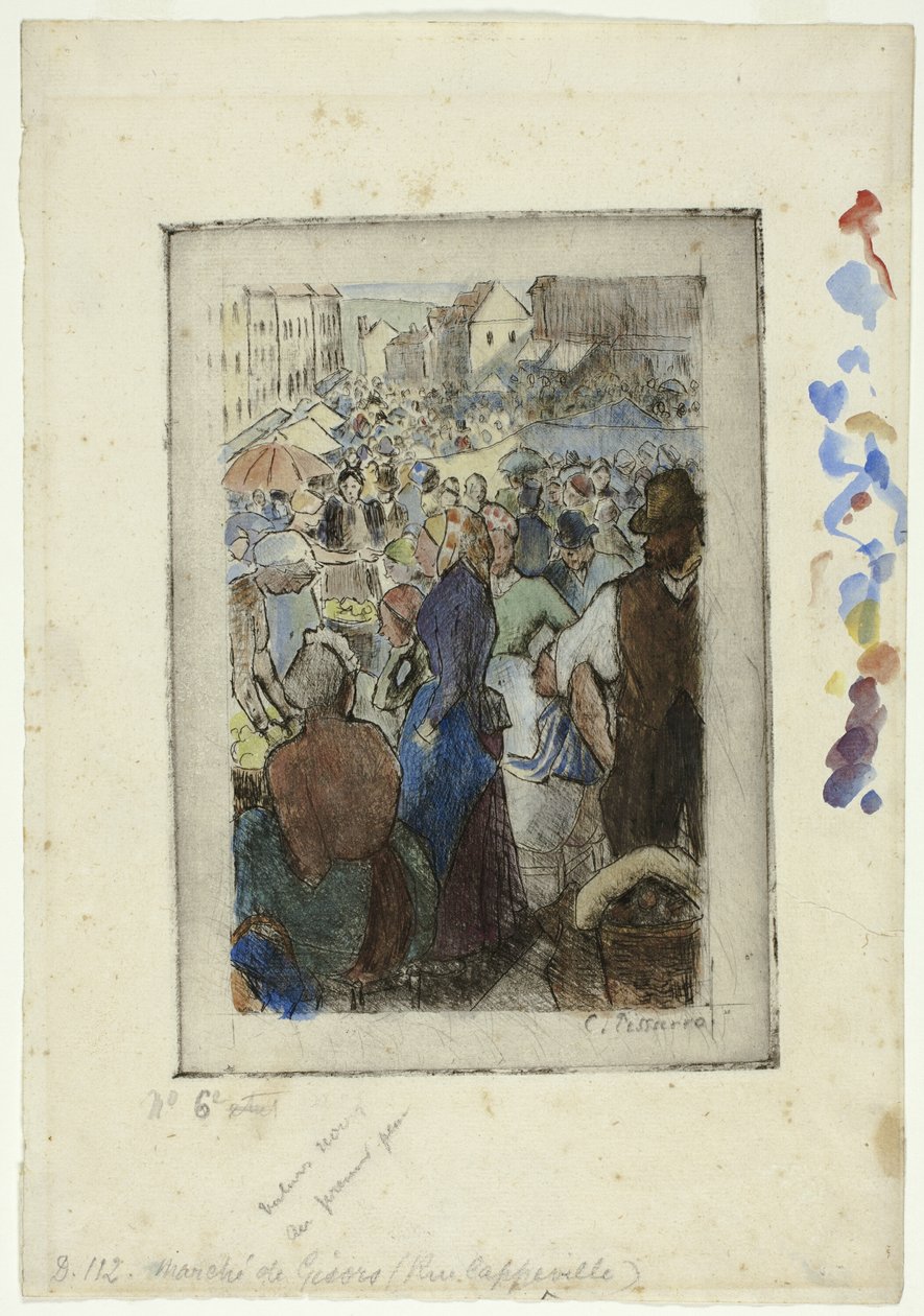 Il mercato di Gisors; Rue Cappeville da Camille Pissarro