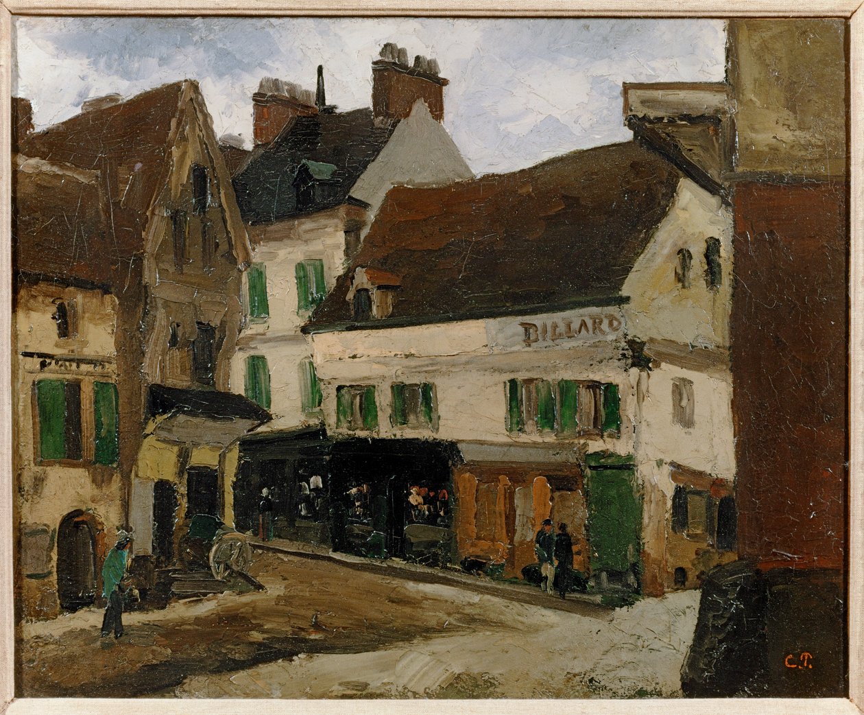 Une place a la Roche-Guyon - piazza a La Roche-Guyon ... (dipinto su tela) da Camille Pissarro
