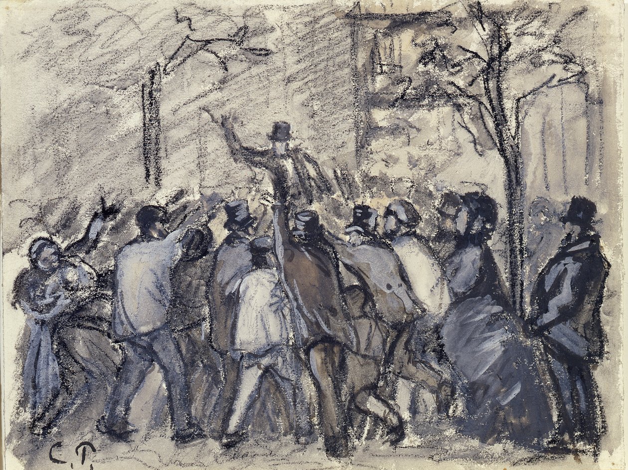 Rivolta urbana a Parigi da Camille Jacob Pissarro