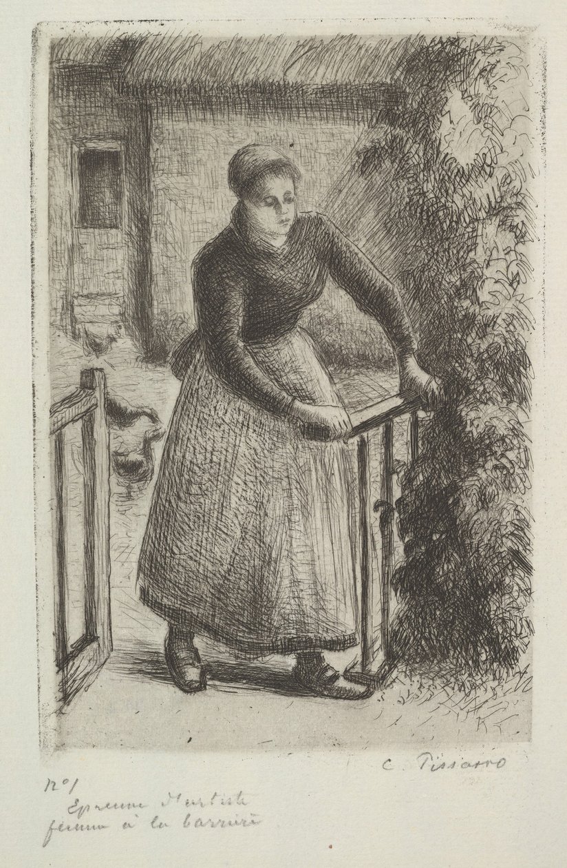 Donna al cancello da Camille Jacob Pissarro