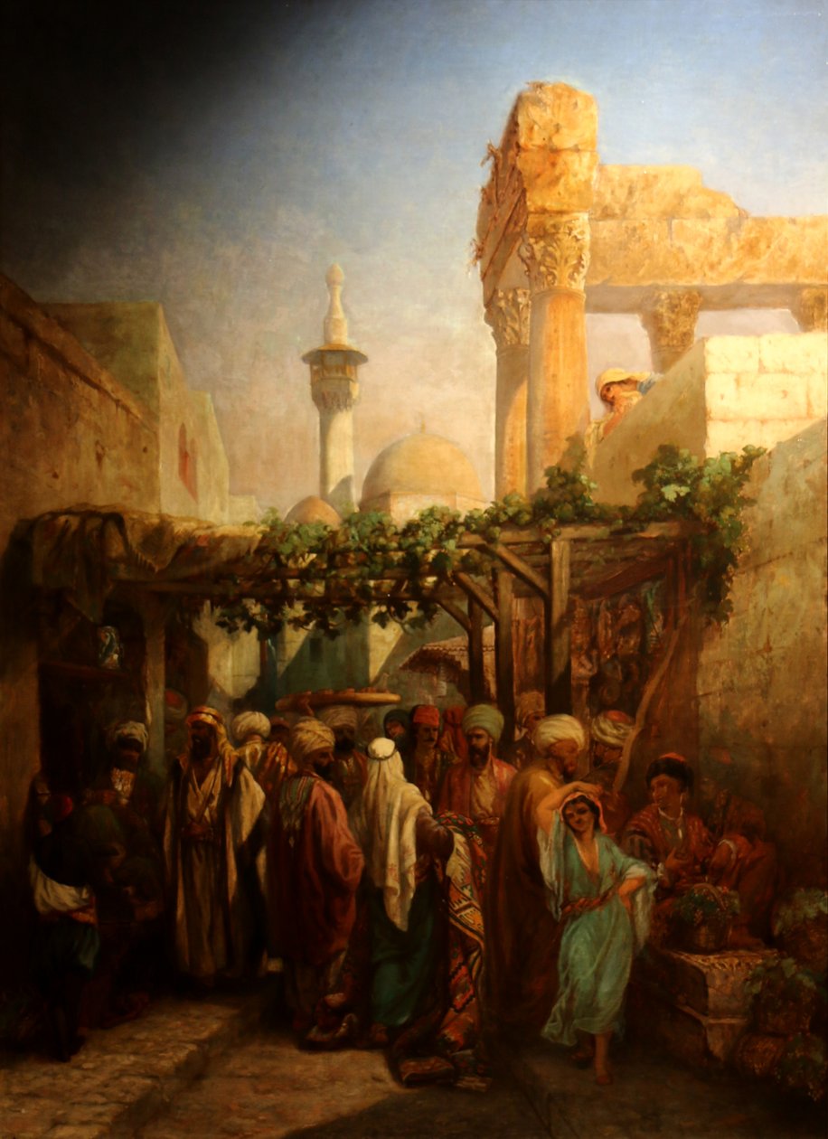 Passeggini vicino al colonnato di Bacco a Latakieh. da Camille Rogier