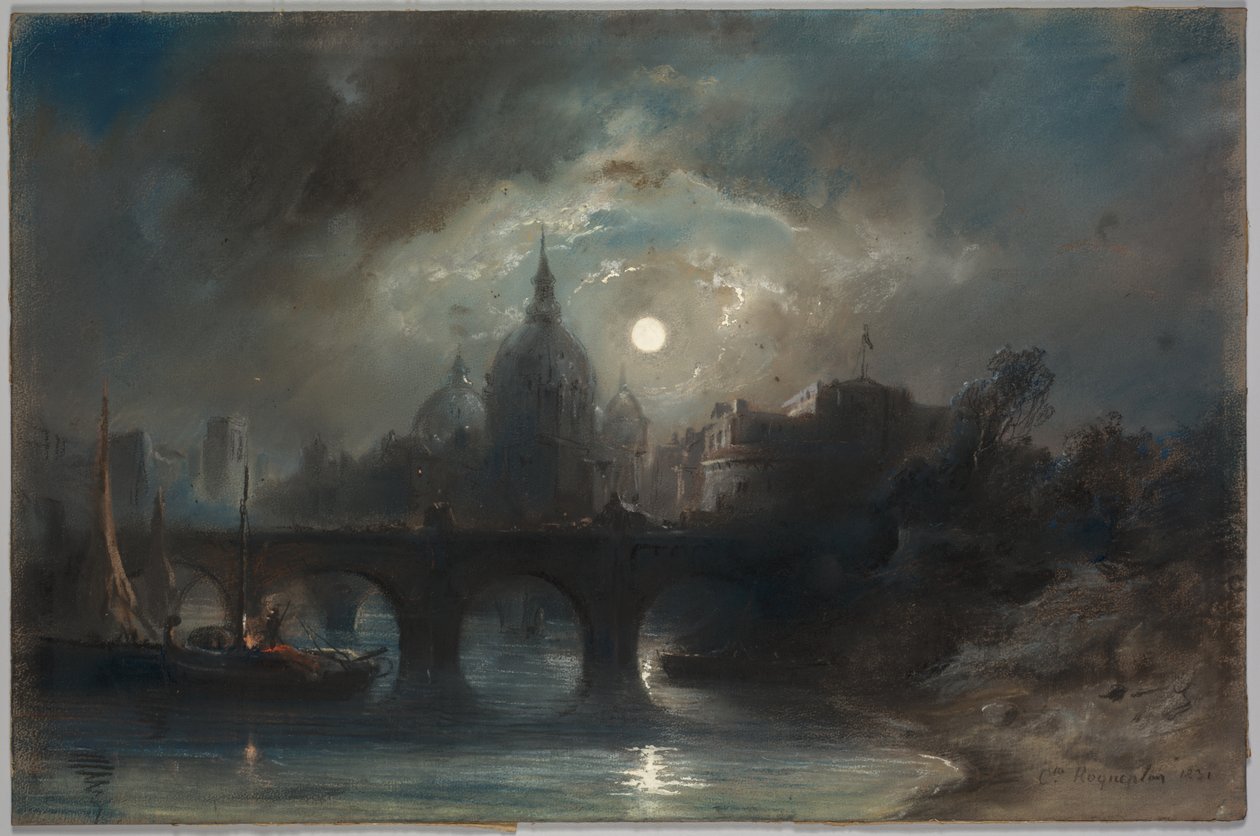 Vista di una città di notte, 1831 da Camille Roqueplan