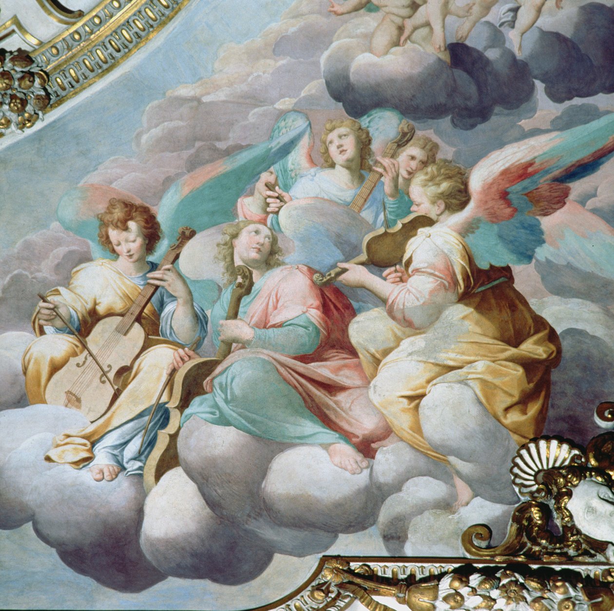 Dettaglio di angeli musicisti dalla volta del coro da Camillo Procaccini