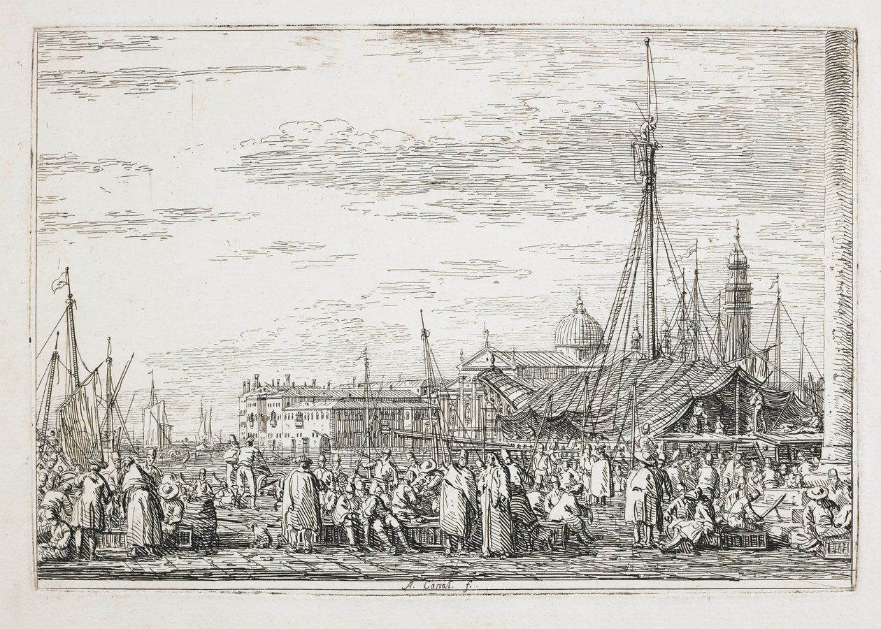 Il mercato sul Molo, 1740-1745 da Giovanni Antonio Canal