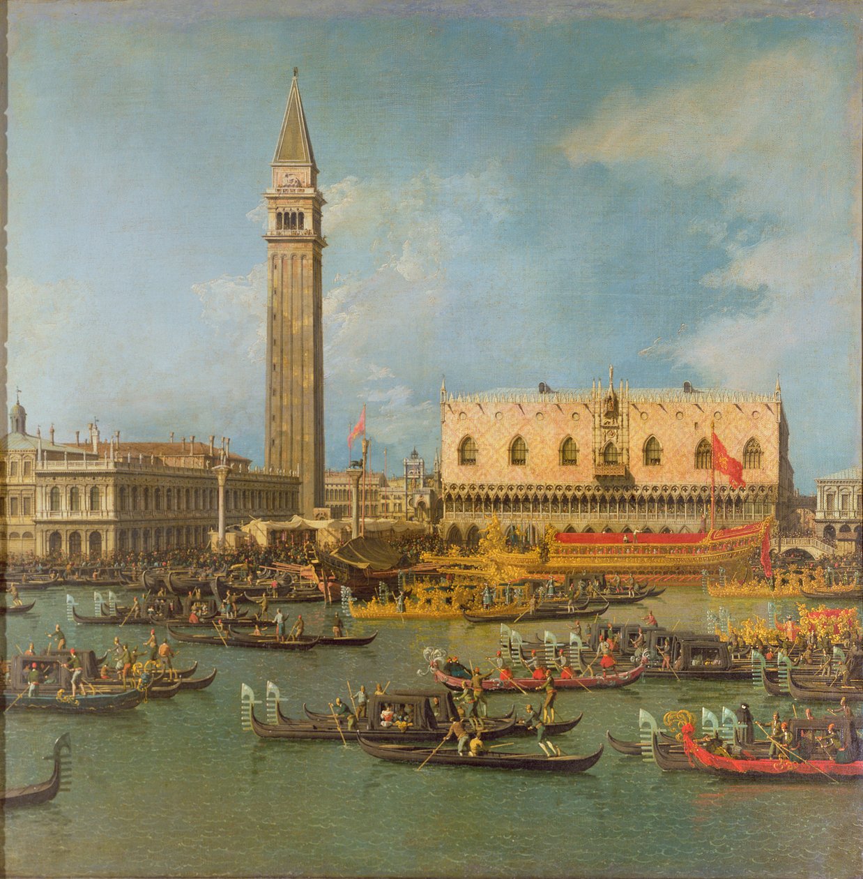 Veduta del Palazzo di San Marco, Venezia, con preparativi per il matrimonio del Doge da Giovanni Antonio Canal