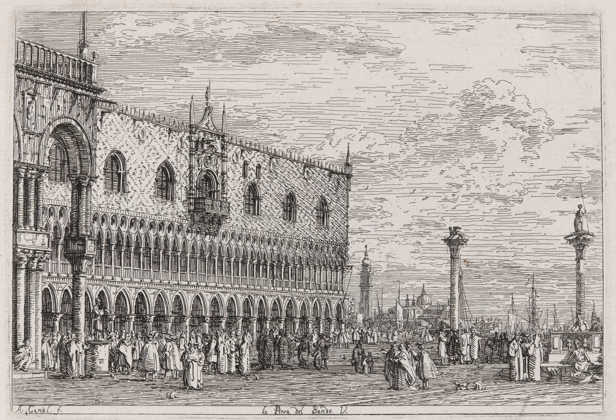 La Piera del Bando. V, dalla serie Vedute da Canaletto (Giovanni Antonio Canal)