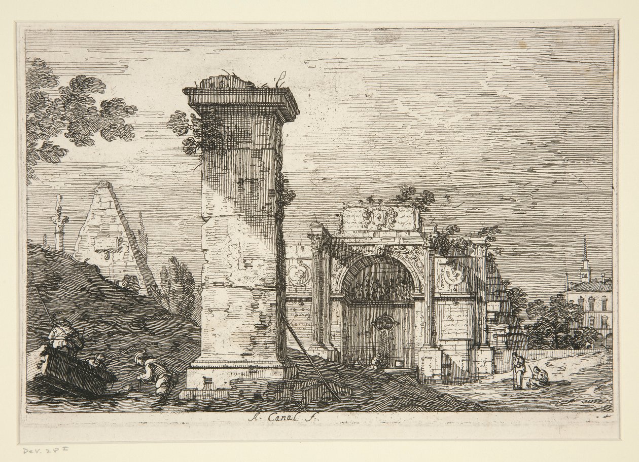 Paesaggio con monumenti in rovina, dalla serie Vedute da Canaletto (Giovanni Antonio Canal)