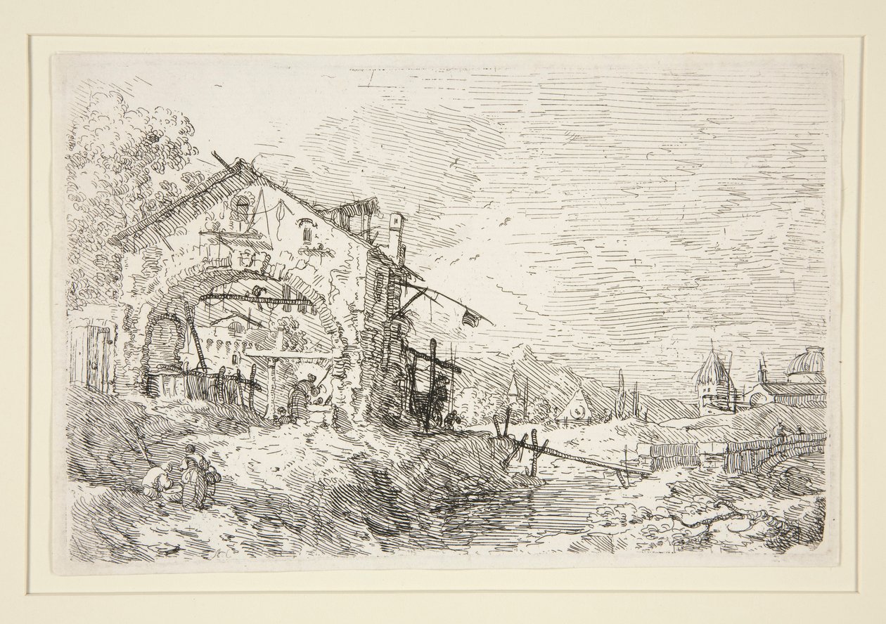 Paesaggio con donna al pozzo, dalla serie Vedute da Canaletto (Giovanni Antonio Canal)