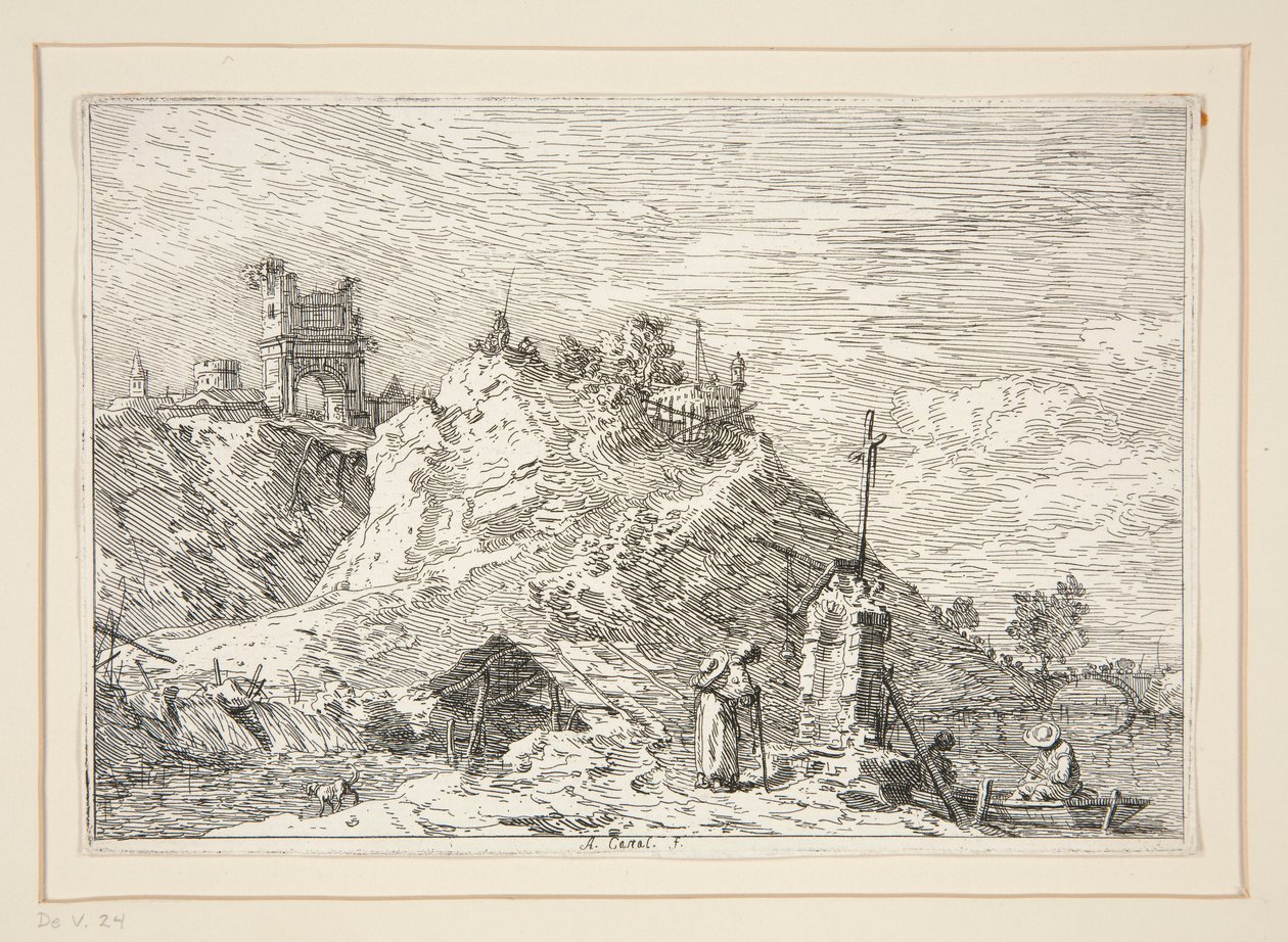 Paesaggio con il Pellegrino in Preghiera, dalla serie Vedute da Canaletto (Giovanni Antonio Canal)