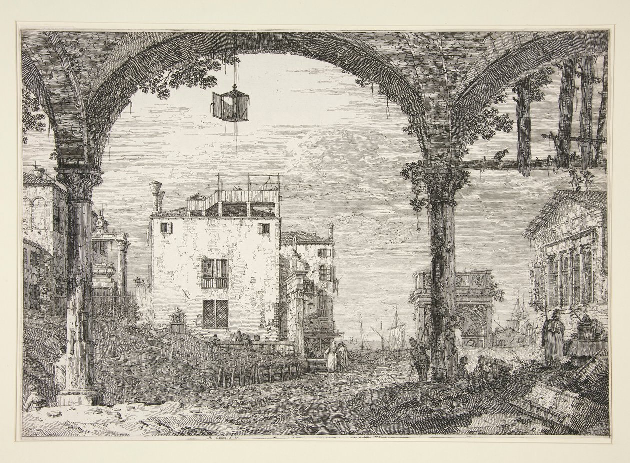 Il portico con la lanterna, dalla serie Vedute da Canaletto (Giovanni Antonio Canal)