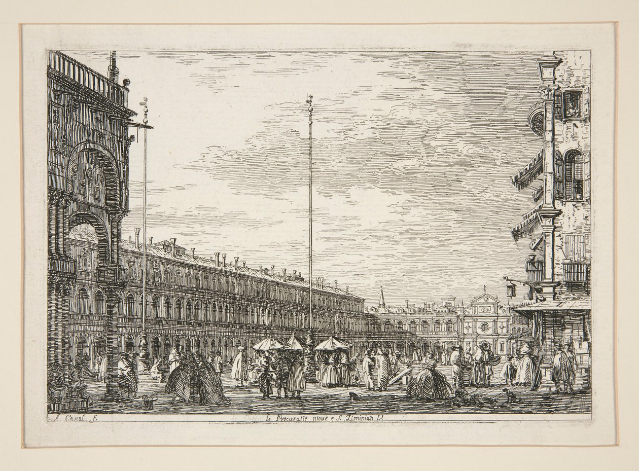 Le Procuratie Nuove e S. Ziminian V. (Le Procuratie Nuove e la Chiesa di San Geminiano, Venezia), dalla serie Vedute da Canaletto (Giovanni Antonio Canal)