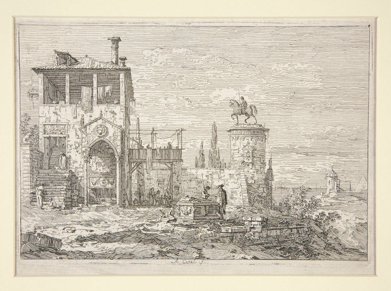 Il Monumento Equestre, dalla serie Vedute da Canaletto (Giovanni Antonio Canal)