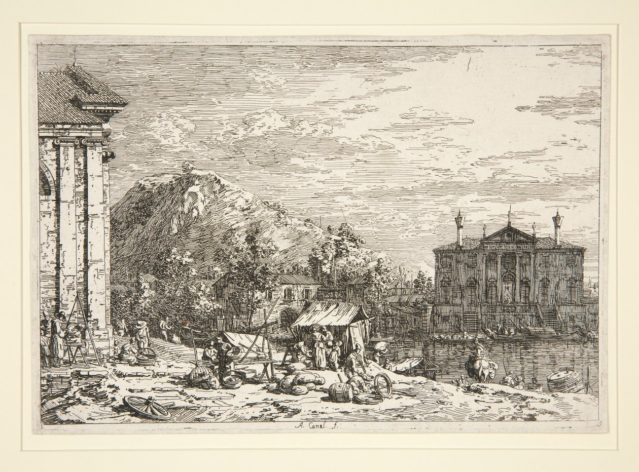 Il mercato a Dolo, dalla serie Vedute da Canaletto (Giovanni Antonio Canal)