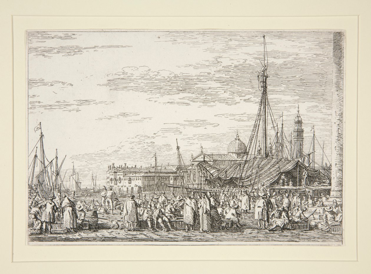 Il mercato sul Molo, dalla serie Vedute da Canaletto (Giovanni Antonio Canal)