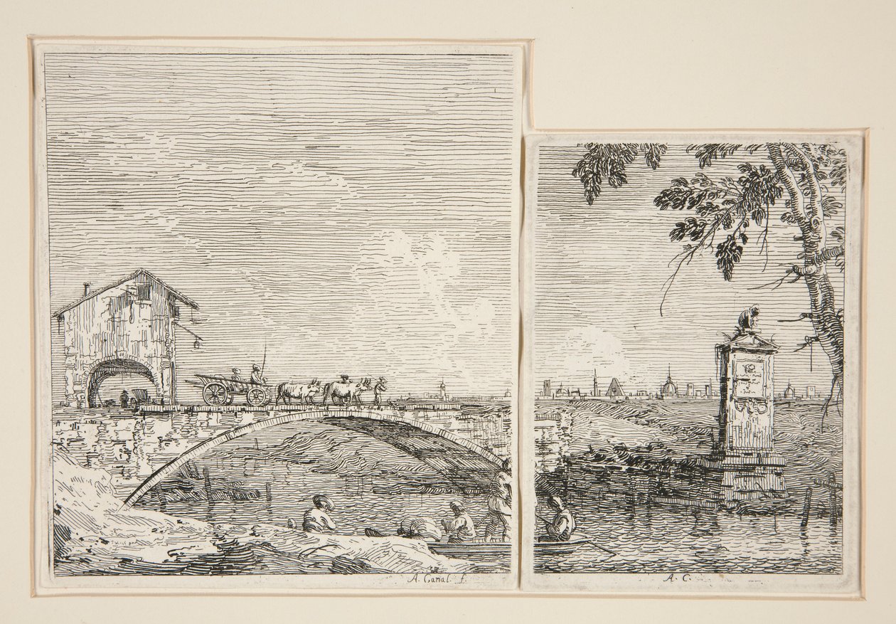 Il carro che passa su un ponte, dalla serie Vedute da Canaletto (Giovanni Antonio Canal)