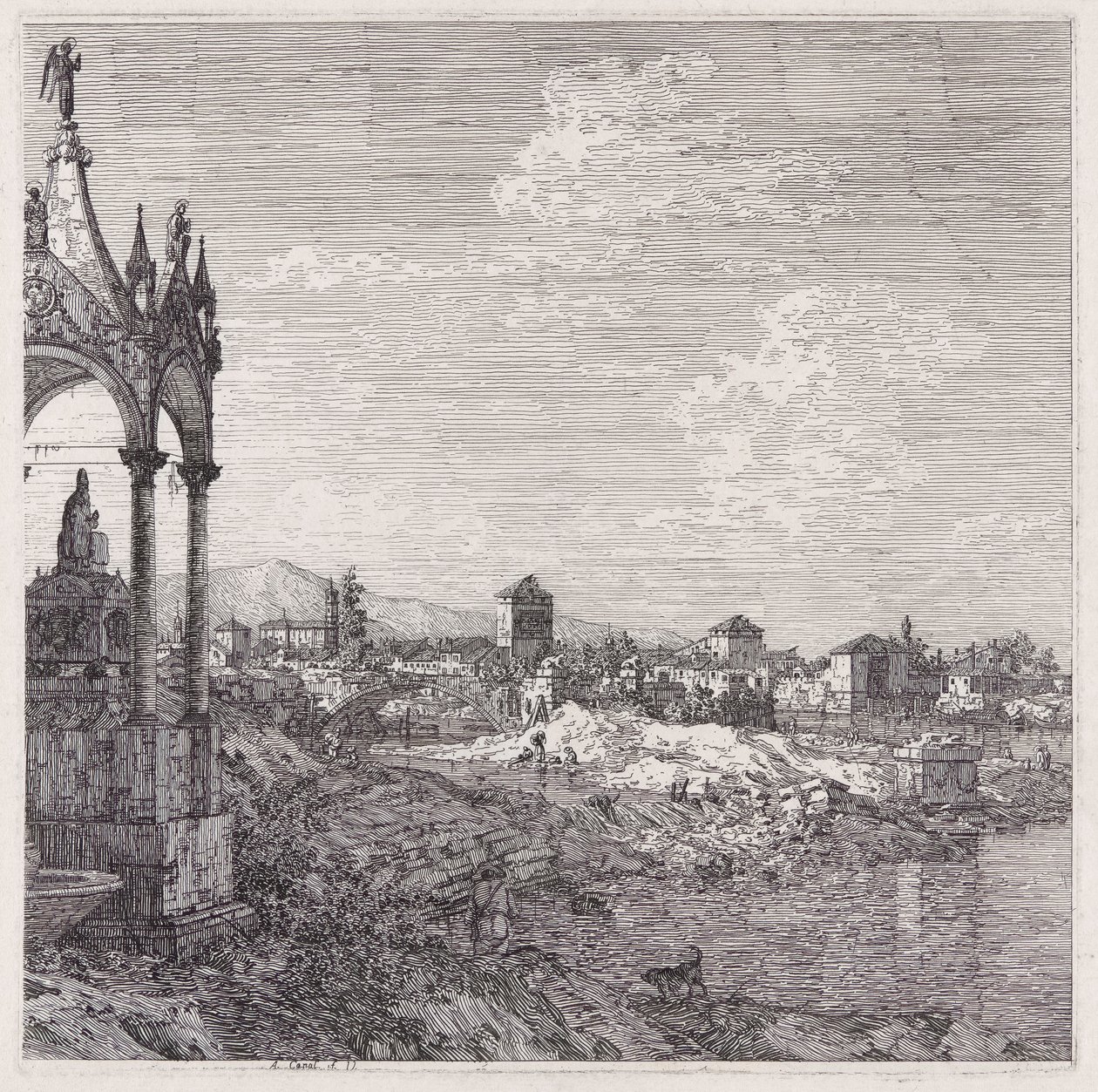 Veduta di una città con un vescovo da Canaletto (Giovanni Antonio Canal)