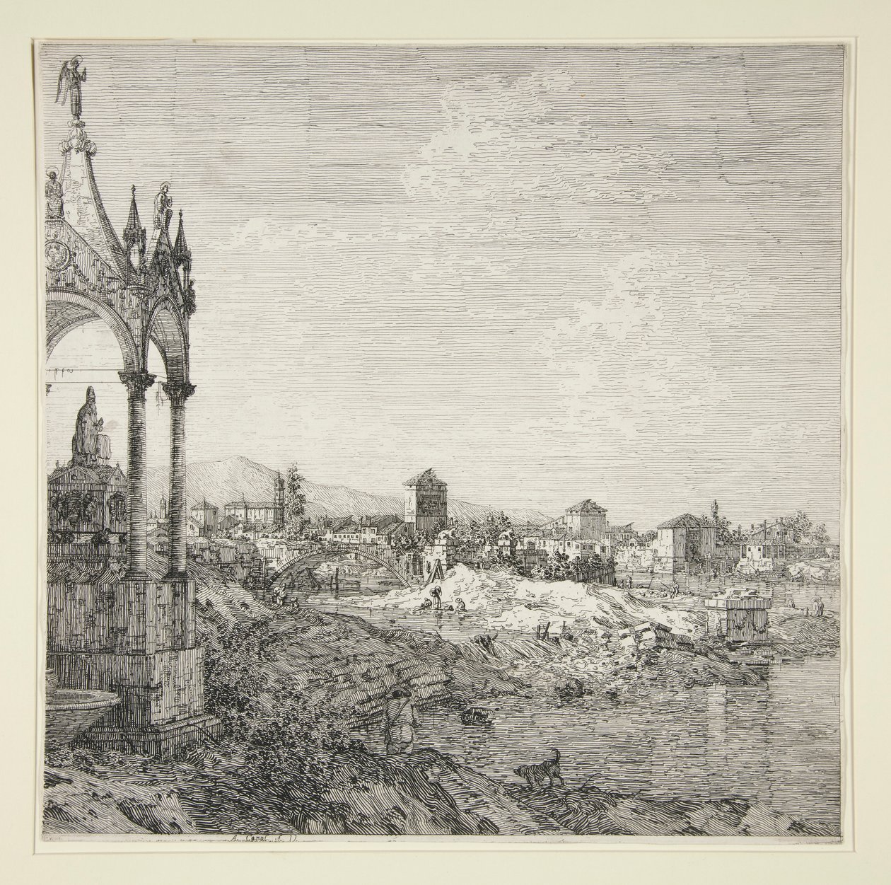 Veduta di una città con un vescovo da Canaletto (Giovanni Antonio Canal)