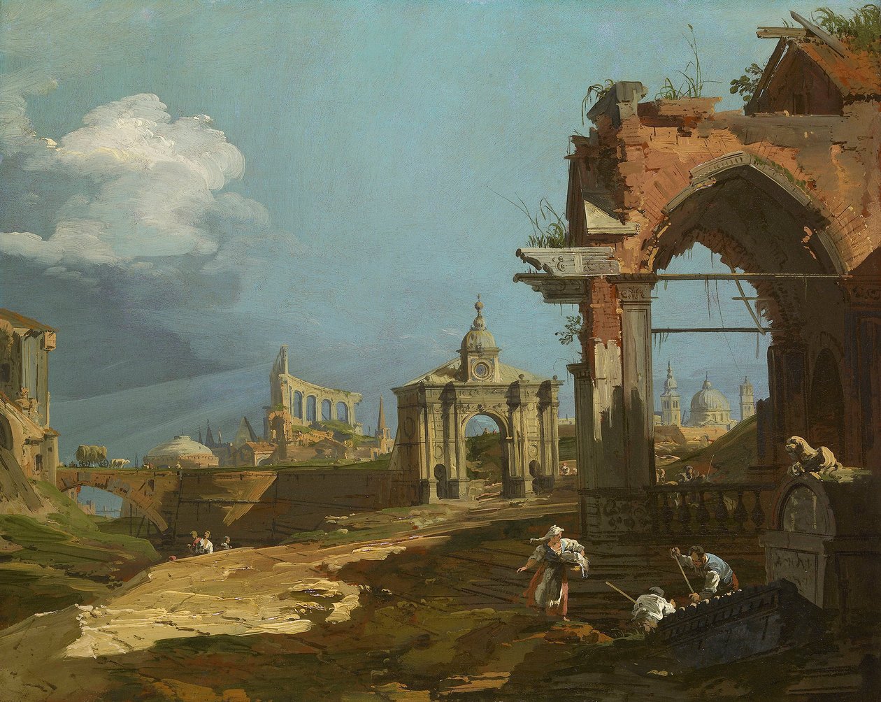 Canaletto - Veduta di capriccio con arco a sesto acuto 1742-44 da Canaletto