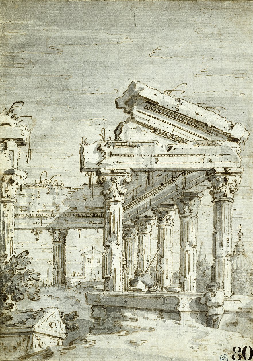 Capriccio: Un Tempio Classico in Rovina da Canaletto