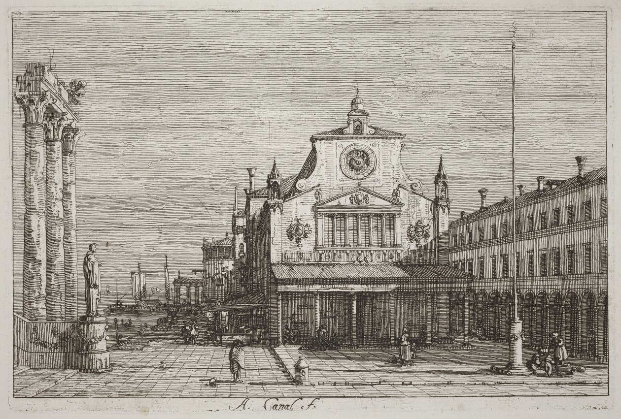 Veduta immaginaria di S. Giacomo di Rialto [in alto a destra] da Canaletto