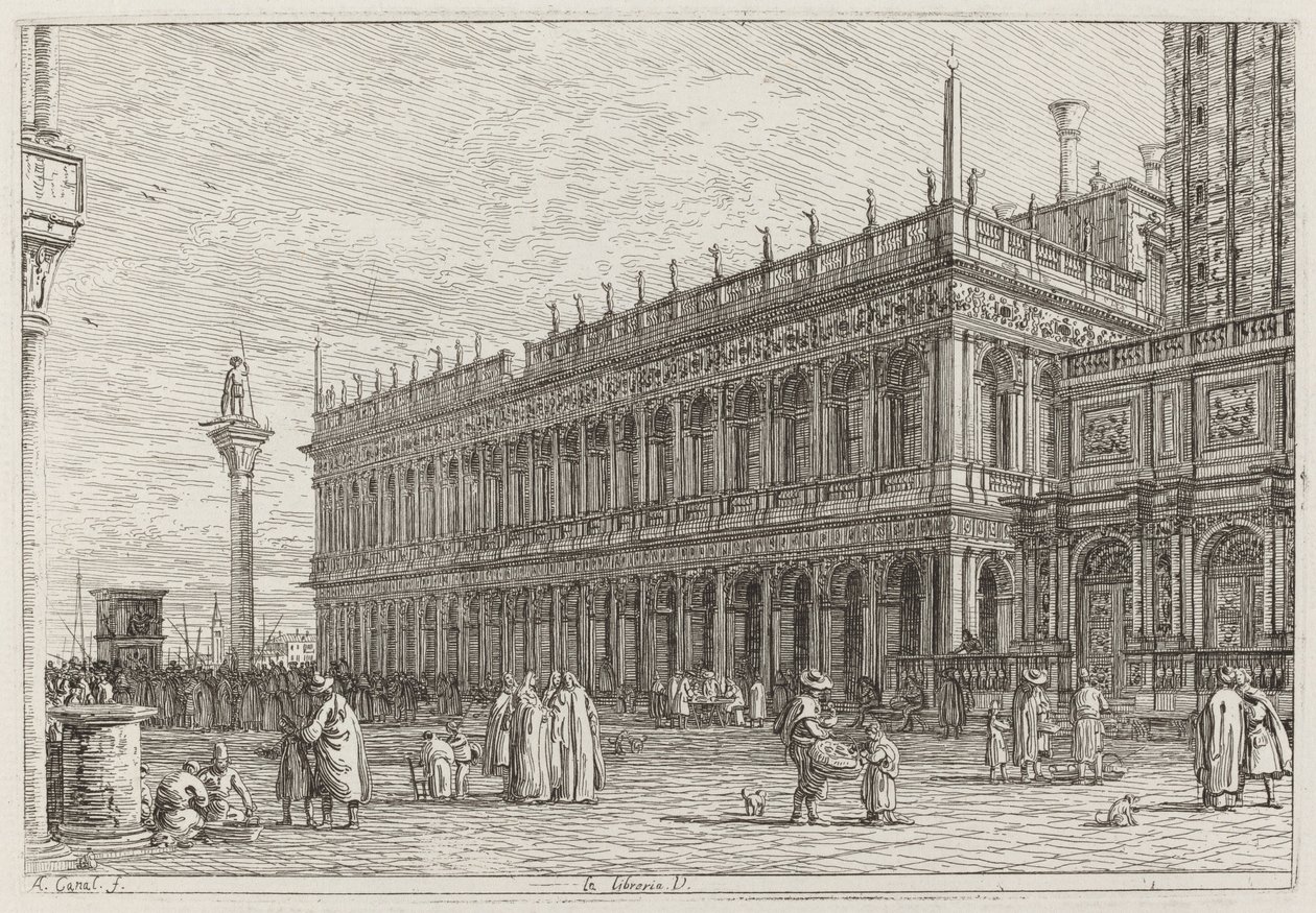 La libreria. V. [in alto a sinistra], entro il 1742 da Canaletto