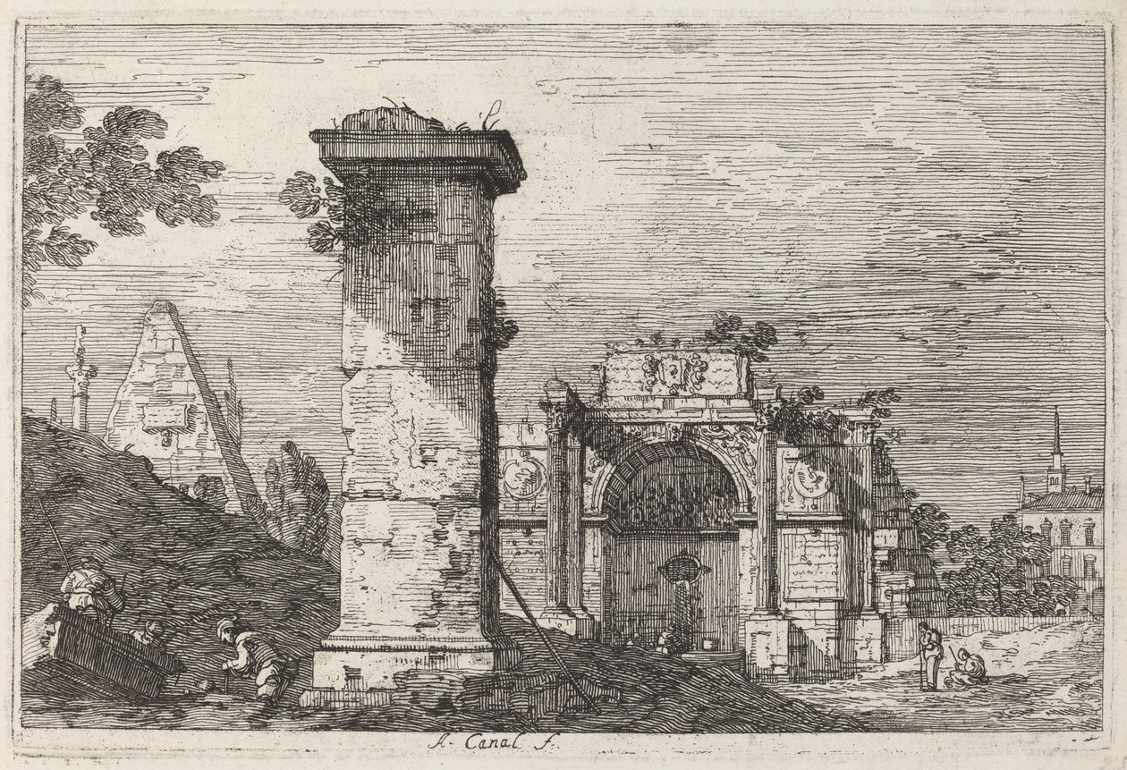 Paesaggio con monumenti in rovina da Canaletto