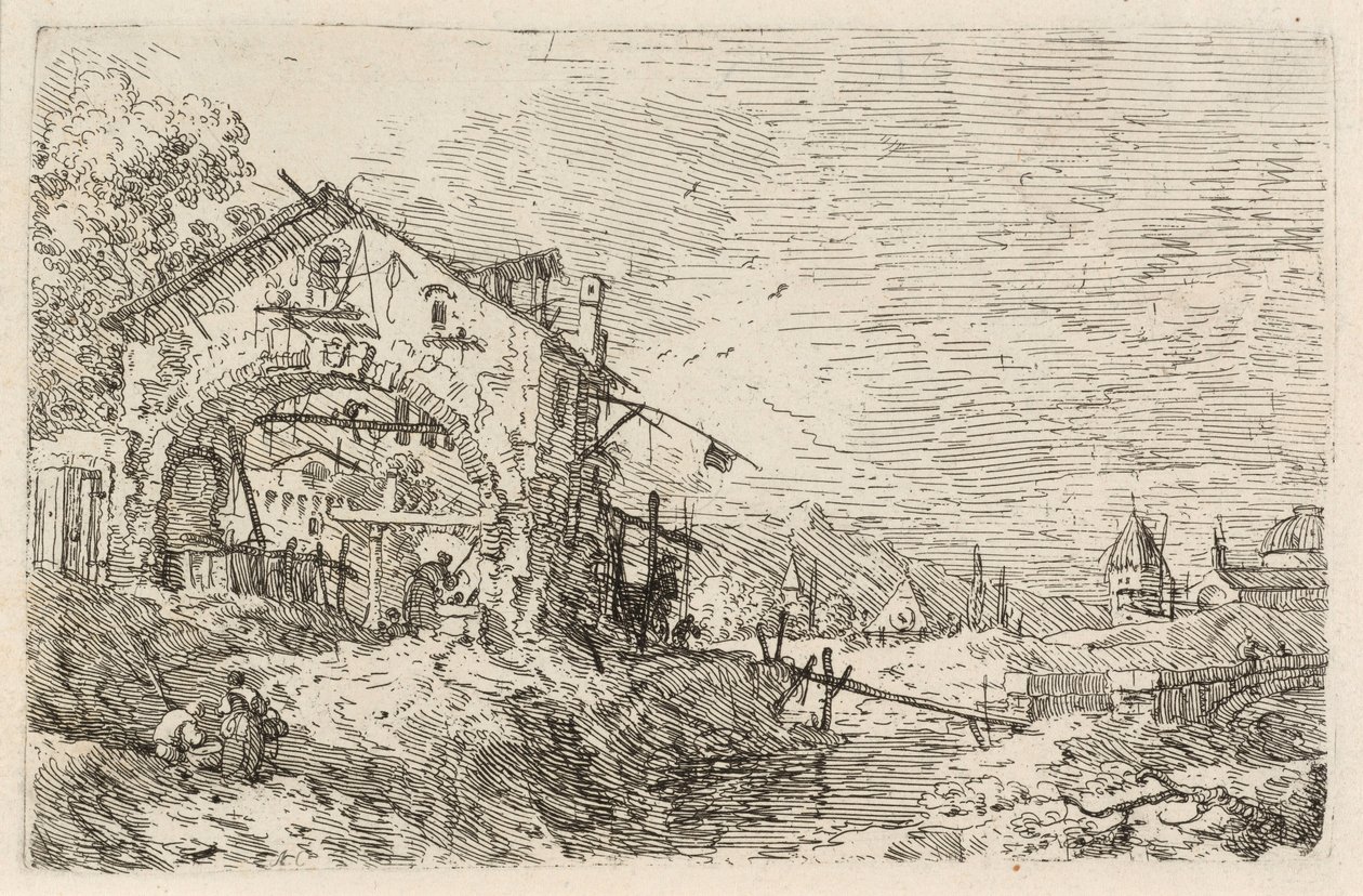 Paesaggio con una donna presso un pozzo da Canaletto