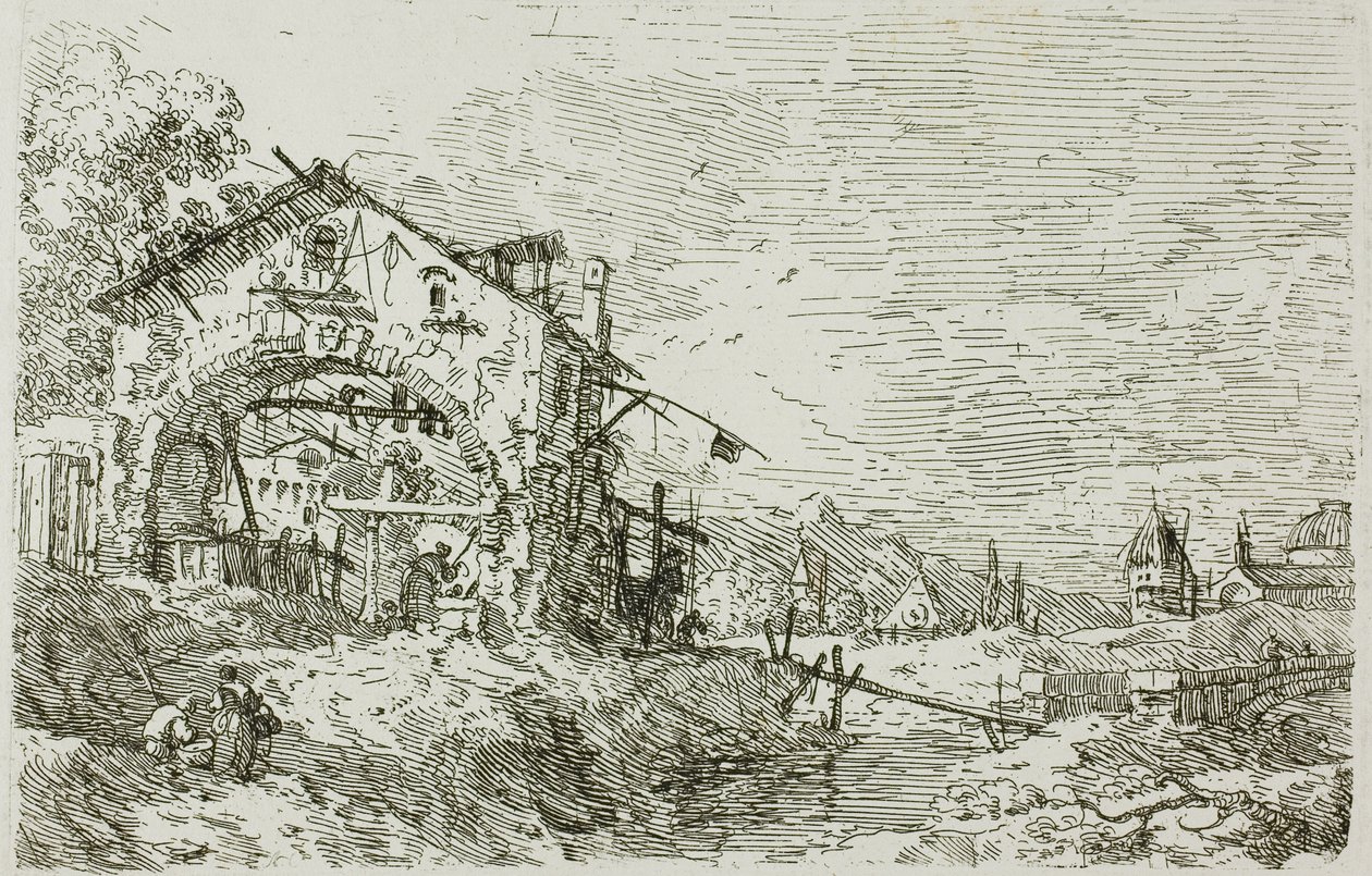 Paesaggio con donna al pozzo, da Vedute da Canaletto