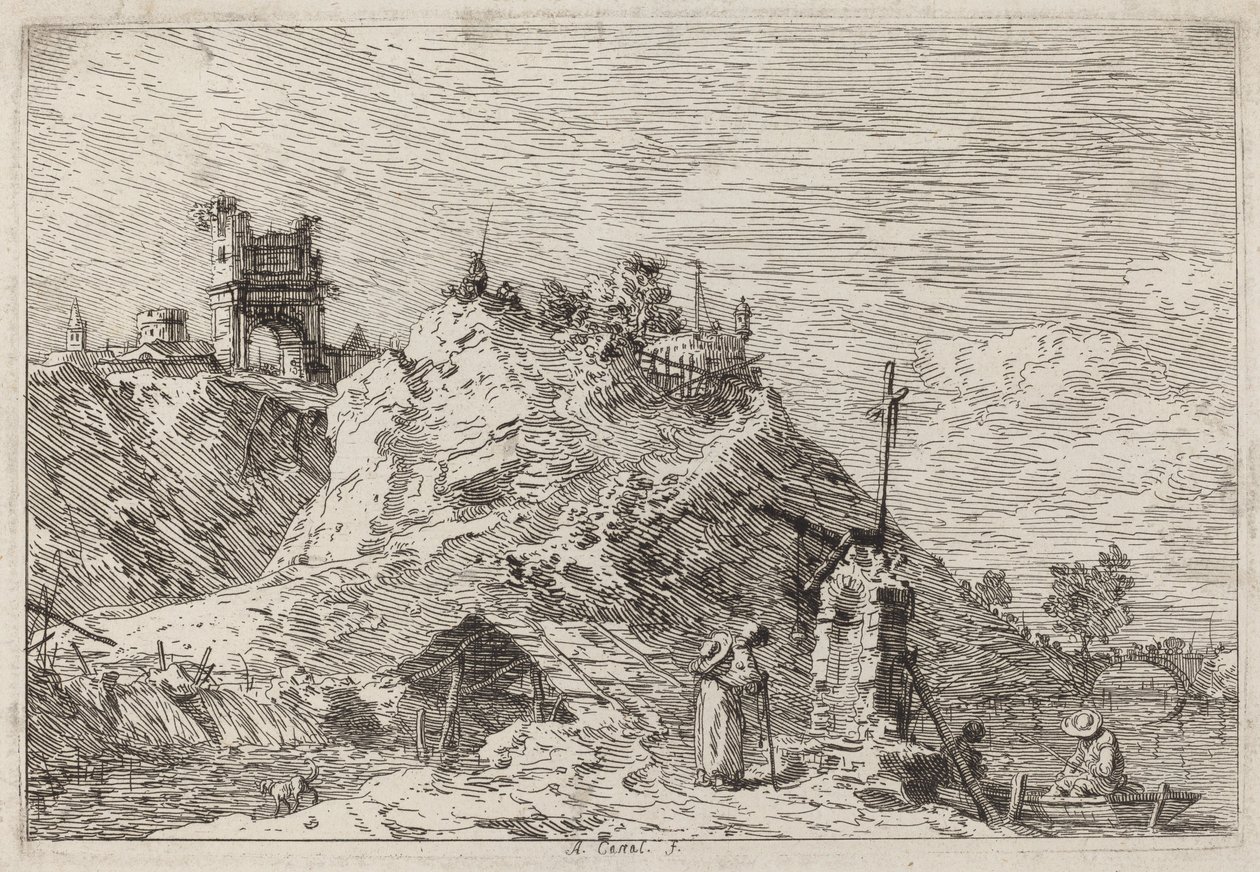 Paesaggio con il pellegrino in preghiera da Canaletto