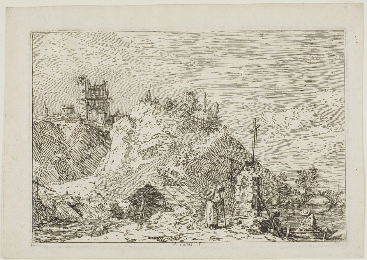 Paesaggio con il Pellegrino in Preghiera, da Vedute da Canaletto